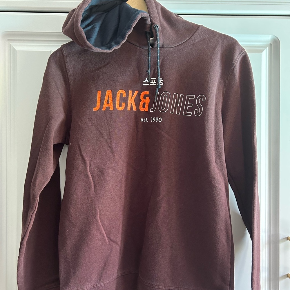 Jack & Jones Burgundy Hoodie with Orange Logo